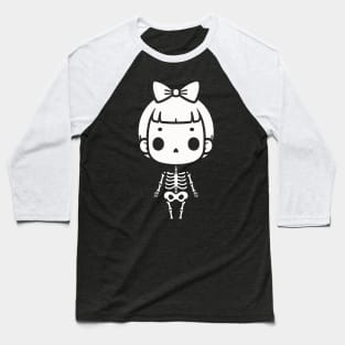Cute Skeleton Girl With a Bow | Cute Happy Halloween for Girls | Kawaii Design Baseball T-Shirt